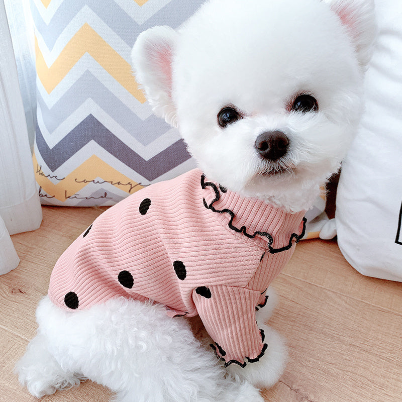 Dot Turtleneck Dog Shirt – Soft, Stylish Cotton Comfort