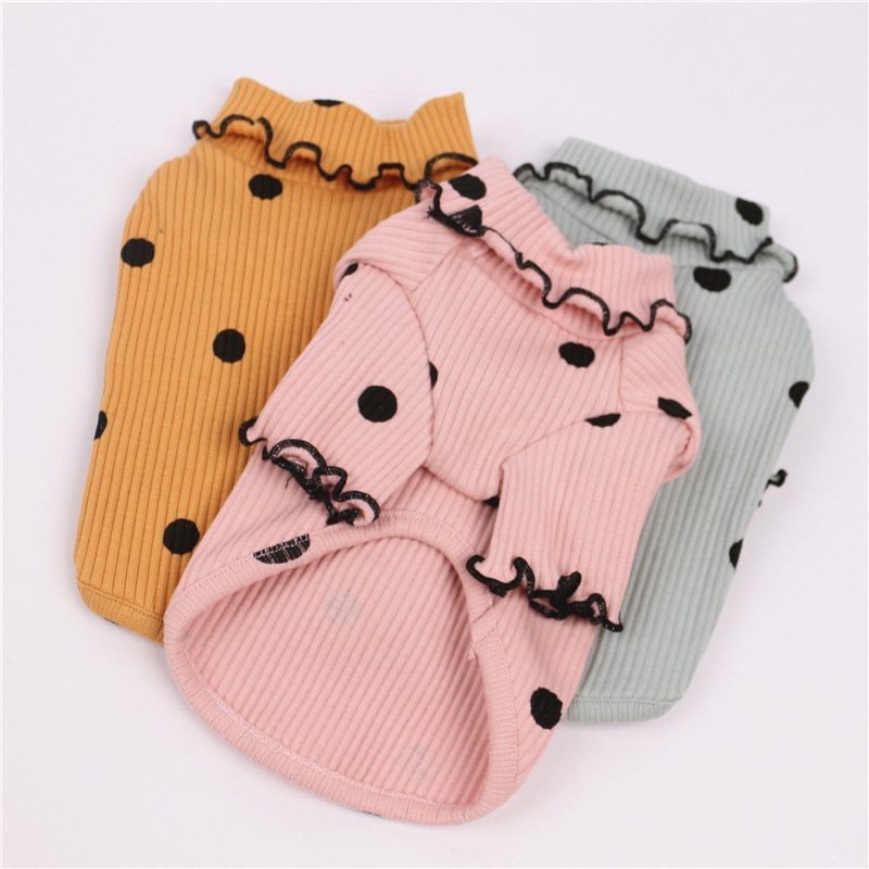 Dot Turtleneck Dog Shirt – Soft, Stylish Cotton Comfort