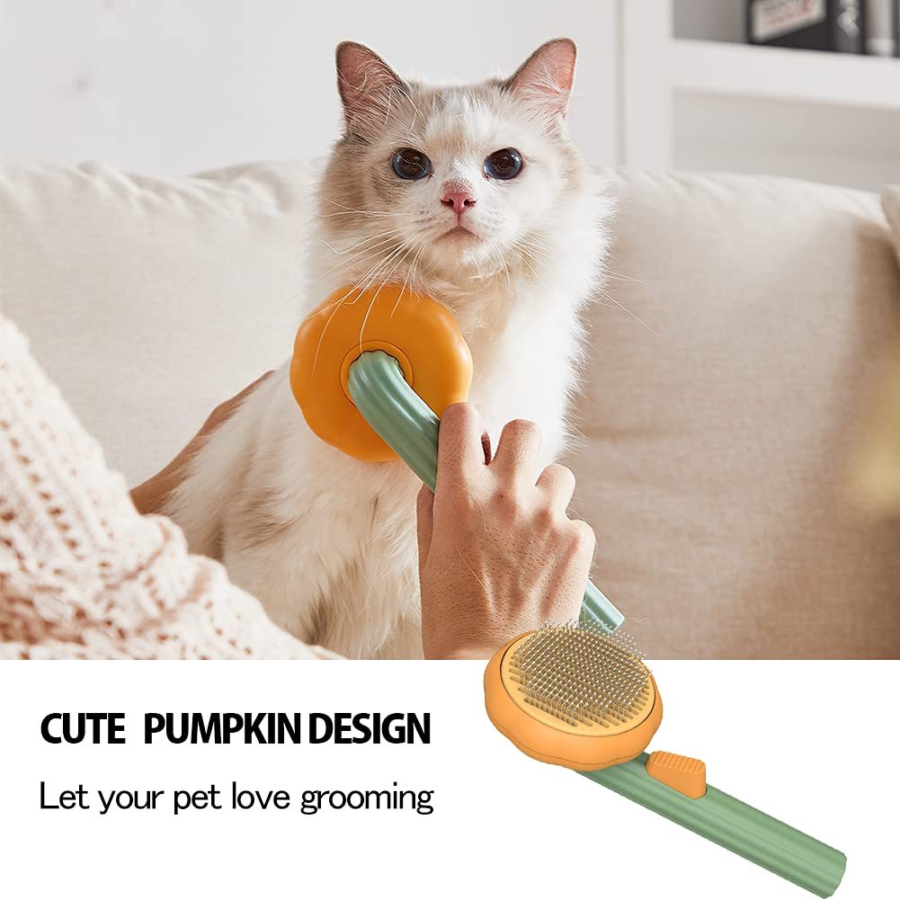 Self-Cleaning Pumpkin Brush – Gentle Grooming for Pets