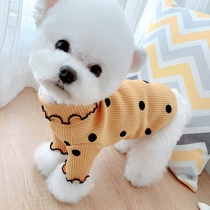 Dot Turtleneck Dog Shirt – Soft, Stylish Cotton Comfort