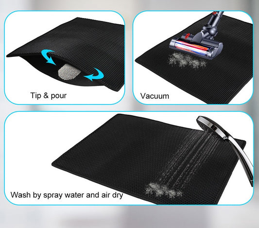 No-Mess Cat Litter Mat – Honeycomb Trap & Waterproof Base