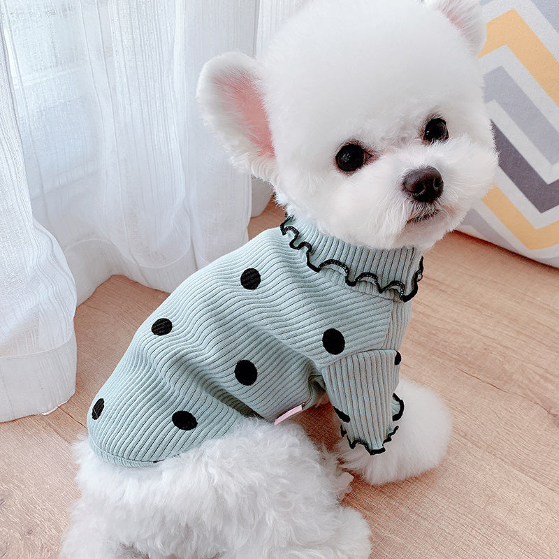 Dot Turtleneck Dog Shirt – Soft, Stylish Cotton Comfort