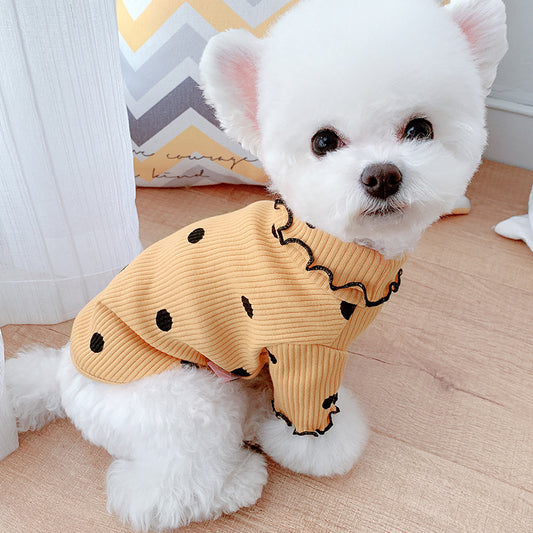 Dot Turtleneck Dog Shirt – Soft, Stylish Cotton Comfort