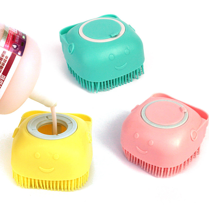 2-in-1 Pet Bath & Massage Silicone Brush with Shampoo Dispenser