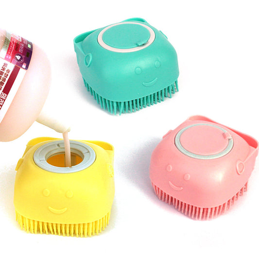 2-in-1 Pet Bath & Massage Silicone Brush with Shampoo Dispenser
